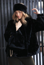 Faux Fur Head Band Black