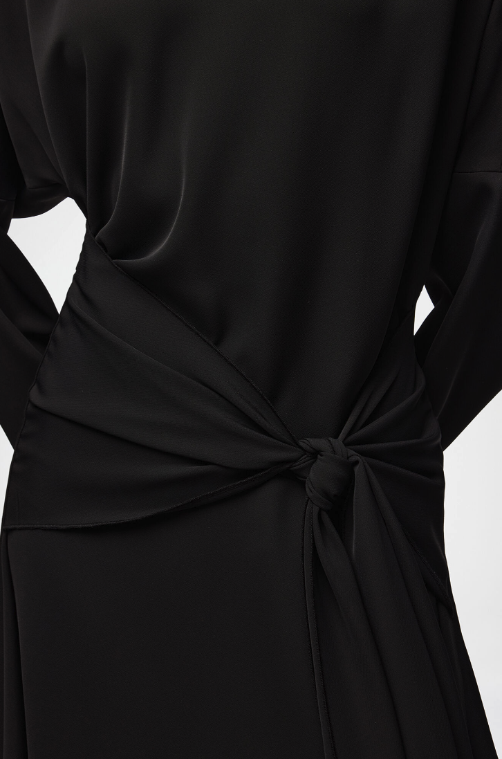 Cady Crepe Draped Mini Dress Black