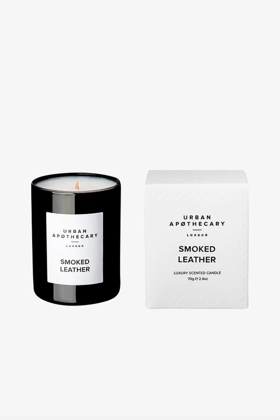 Black Glass Candle 70g - 15t Smoked Leather