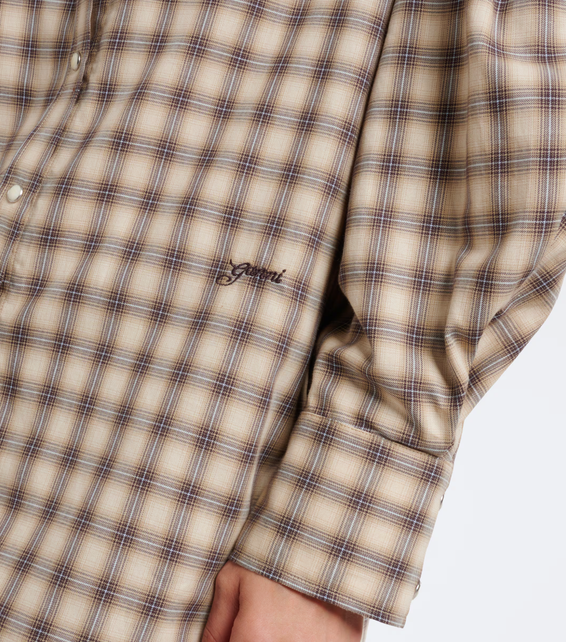 Light Check Flannel Pleated Sleeve Shirt