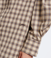 Light Check Flannel Pleated Sleeve Shirt
