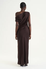 Vanessa Satin Dress - Mocha brun