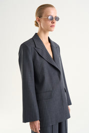 Siona Blazer Grey Pinstripe