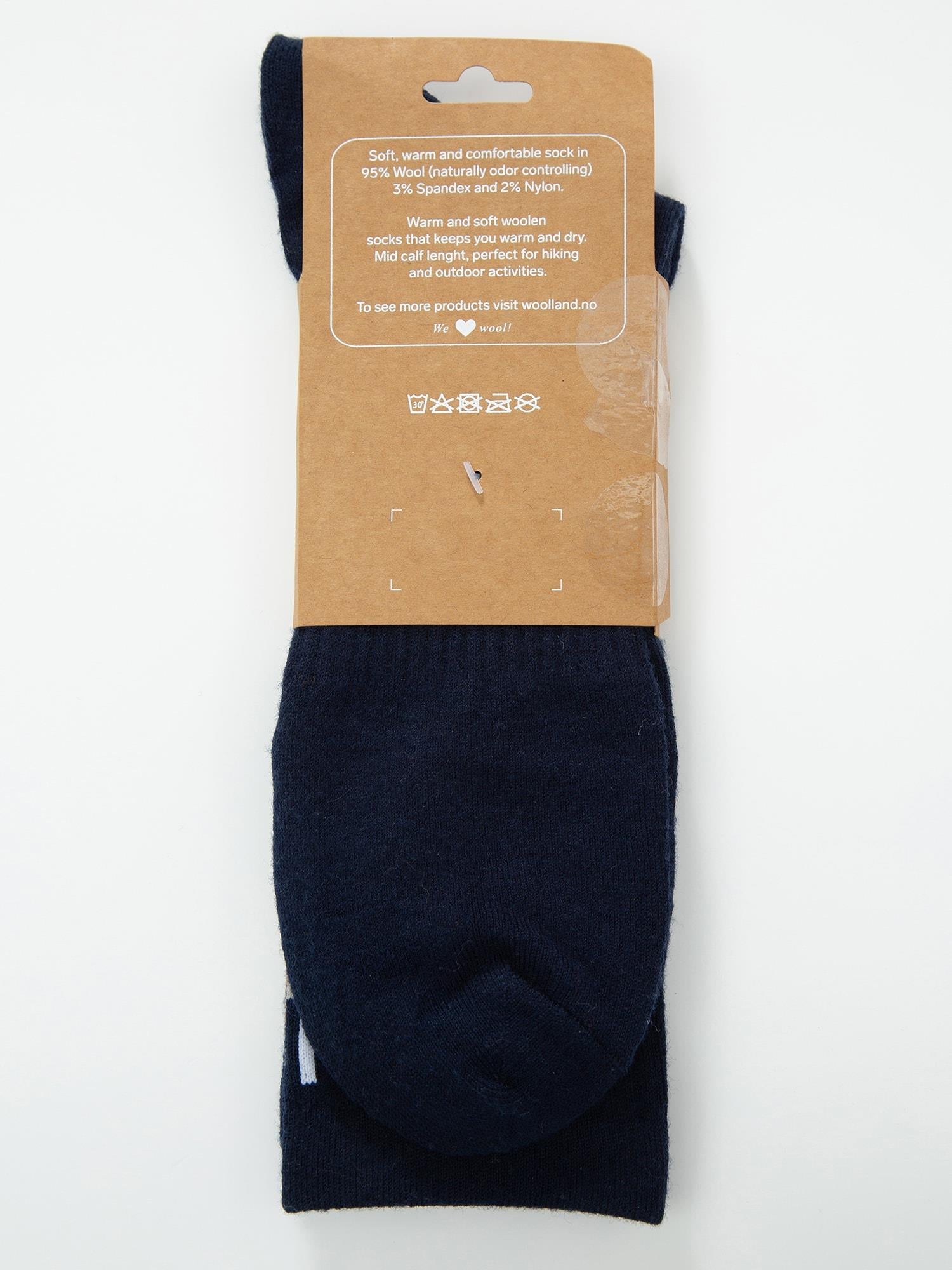 Skutvik Ribbestrikkede Ullsokker Dark Blue