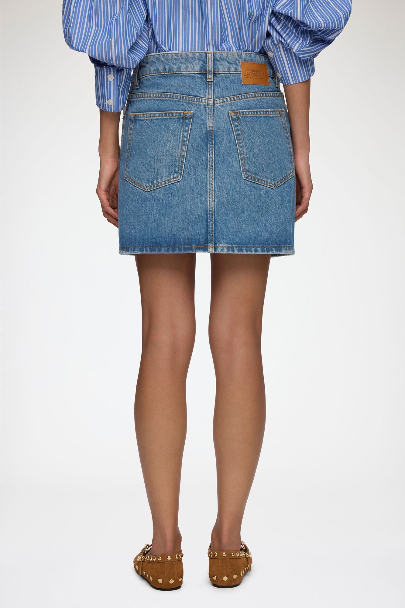 Rigid Denim Lace Mini Skirt