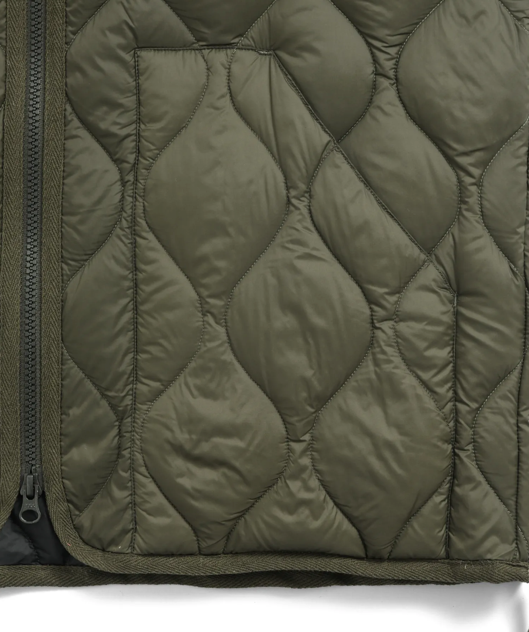 Military V Neck Down Jacket Khaki Olive