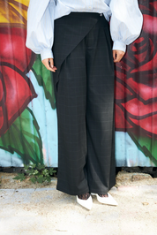 Aishacras Pants Dark Grey Check