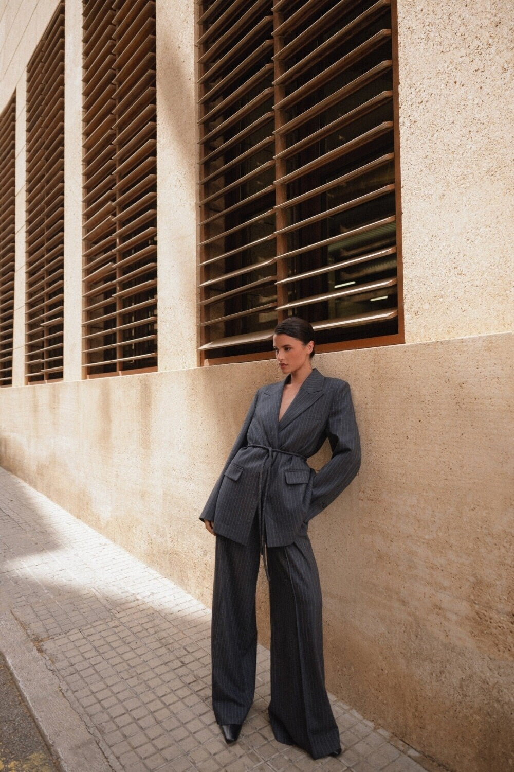 Siona Blazer Grey Pinstripe