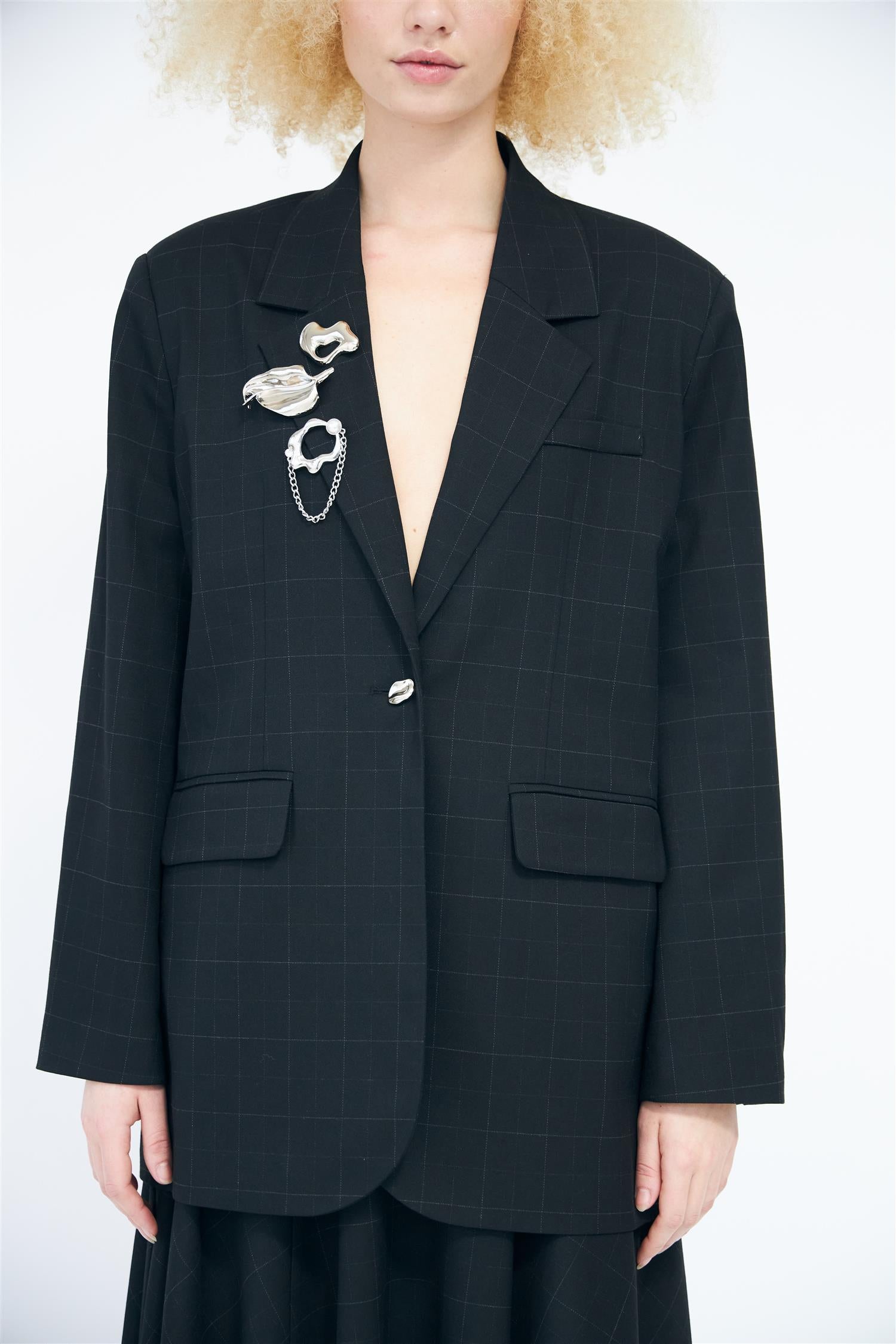 Aishacras Blazer Dark Grey Check
