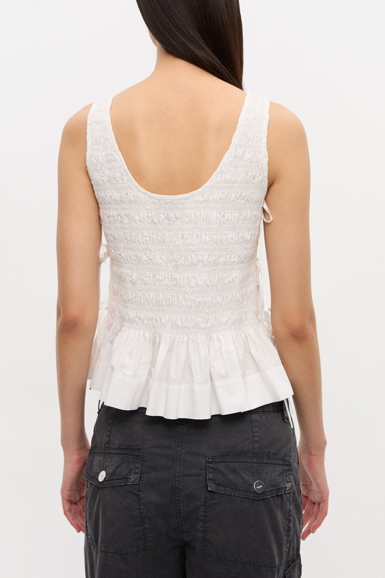 Cotton Poplin Smock Tie String Top