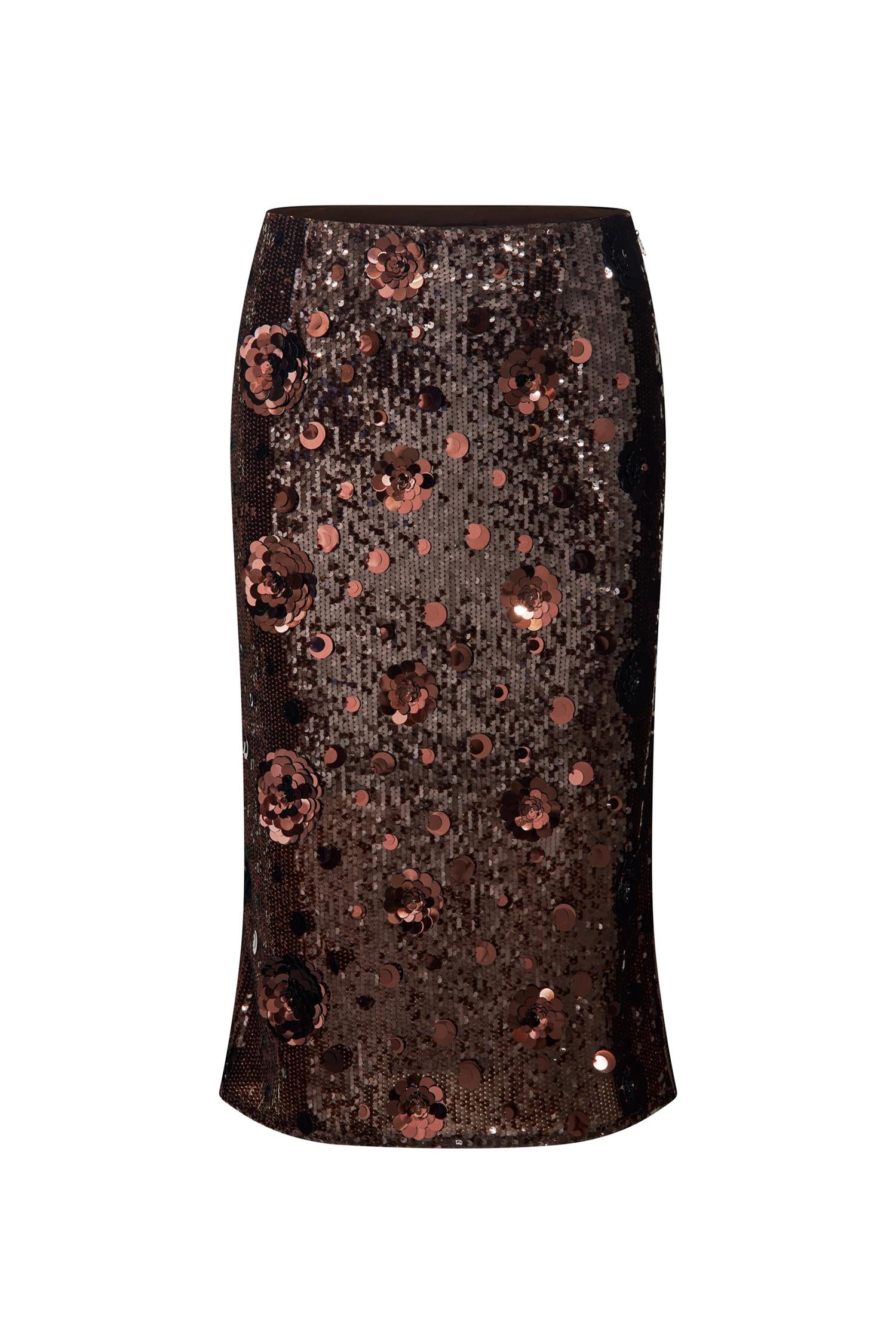 Sequins Midi Skirt Chicory Coffee