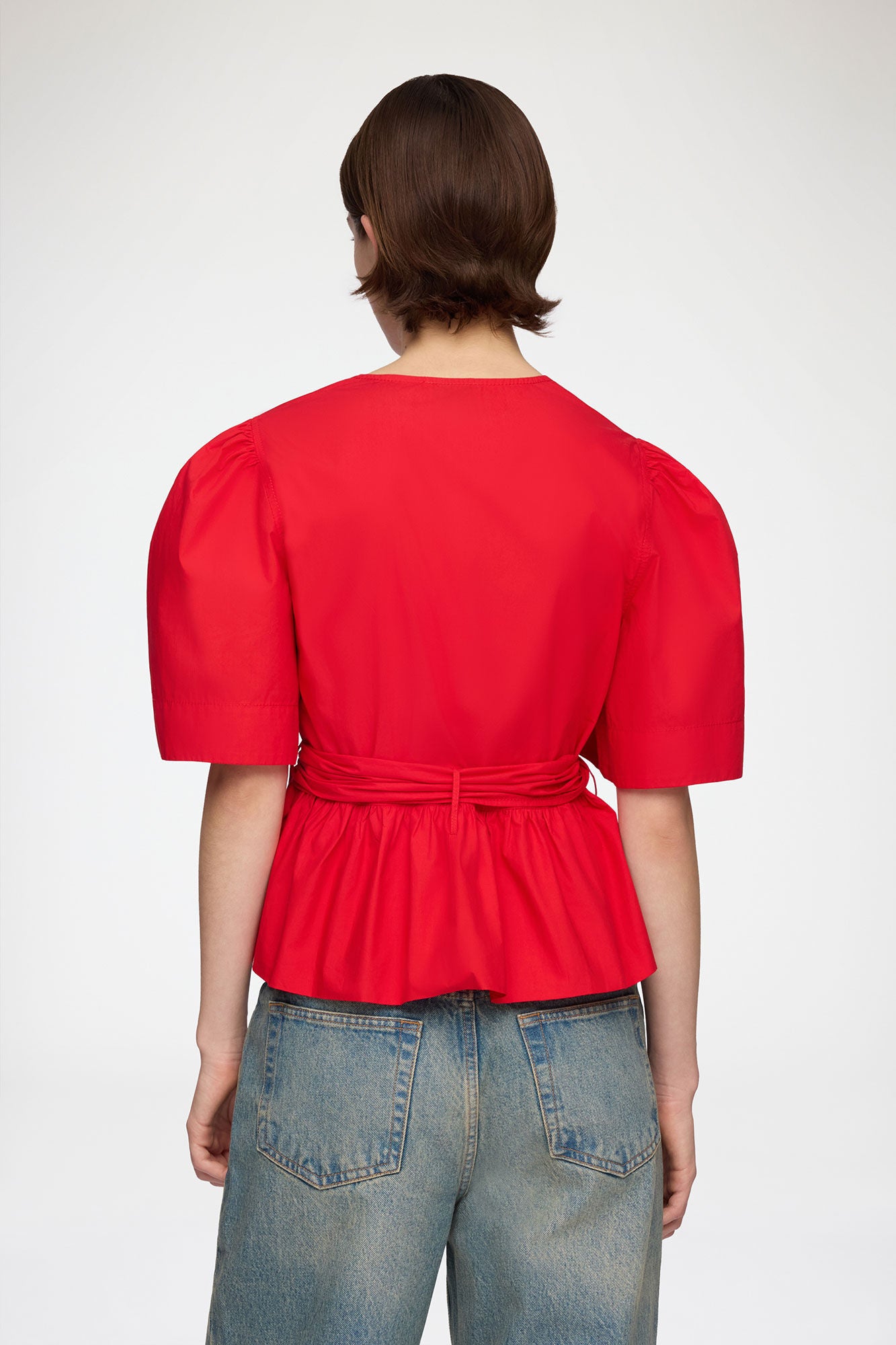 Cotton Poplin Bow Blouse