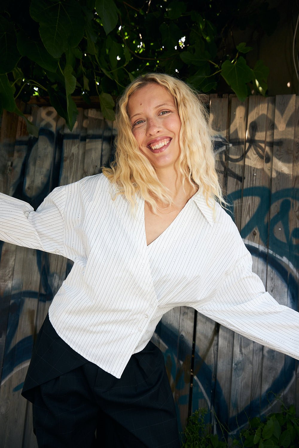 Esmecras Shirt White Stripe Sparkle