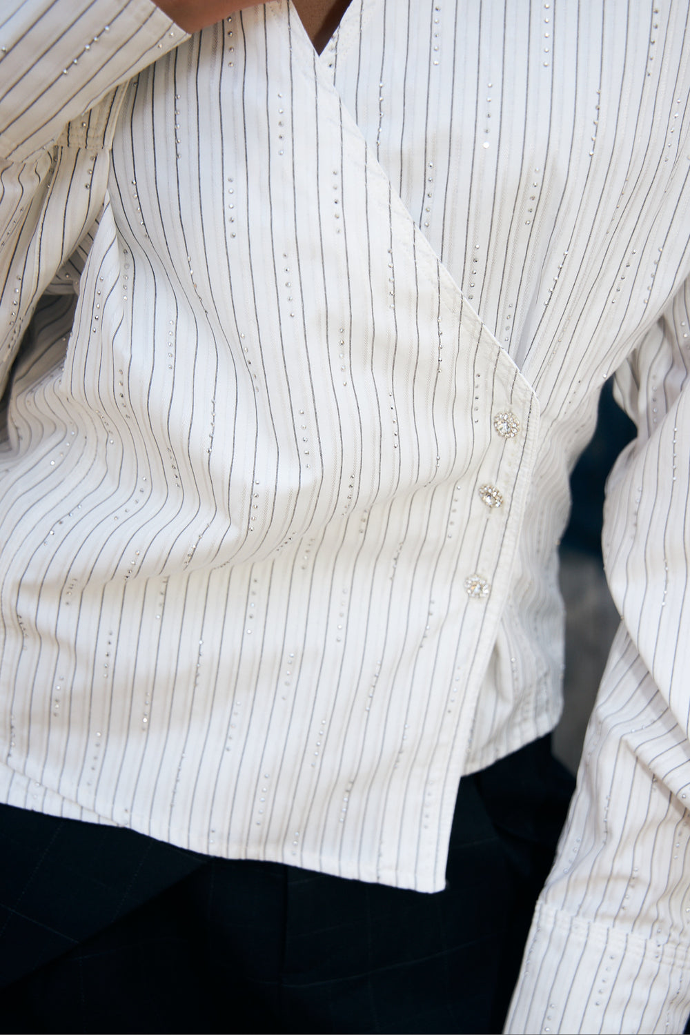 Esmecras Shirt White Stripe Sparkle
