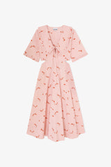 Printed Stretch Cotton Cut Out Midi Dress