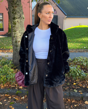 Velvet Fur Hoodie Black