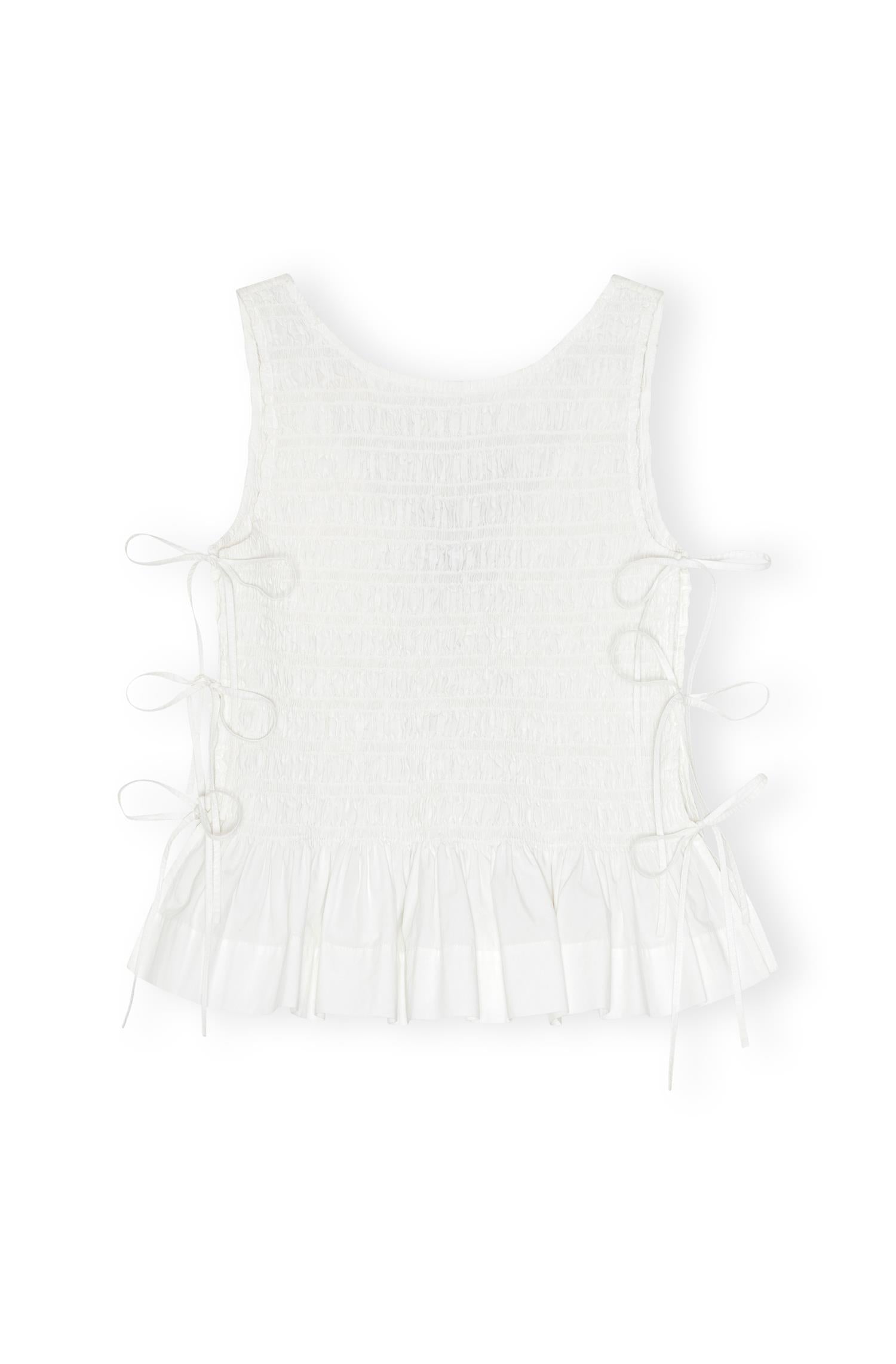 Cotton Poplin Smock Tie String Top