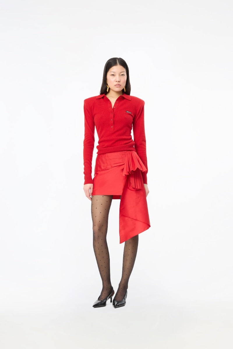 Wool Longsleeve Polo Scooter Red