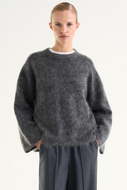 Mireya Knitted Sweater Dk Grey Melange