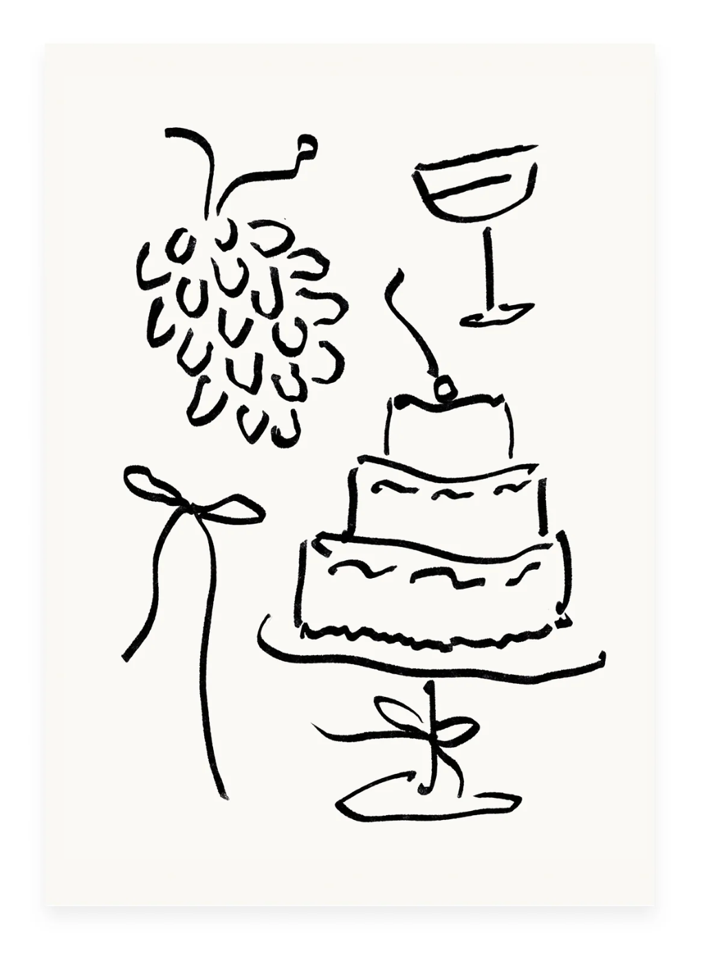 Postcard of Grapes and Cake