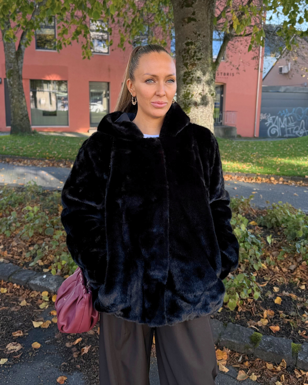 Velvet Fur Hoodie Black
