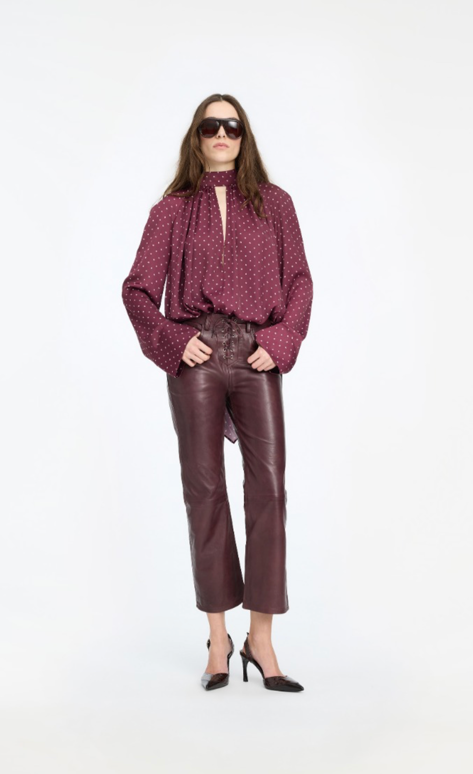 Dot Satin Bow Shirt