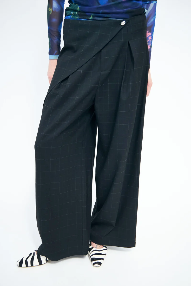 Aishacras Pants Dark Grey Check