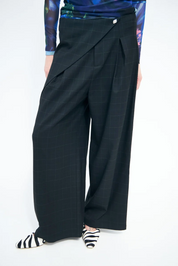Aishacras Pants Dark Grey Check