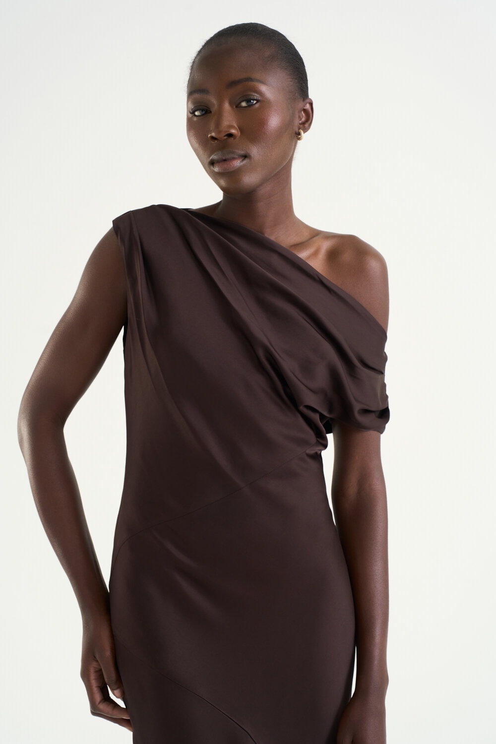 Vanessa Satin Dress - Mocha brun