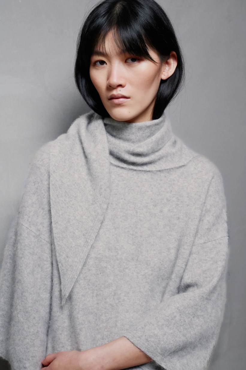 Nela Brushed Wool Knit M. Grey Mel