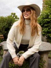 Tinden Knitted Bomber Jacket Snow White