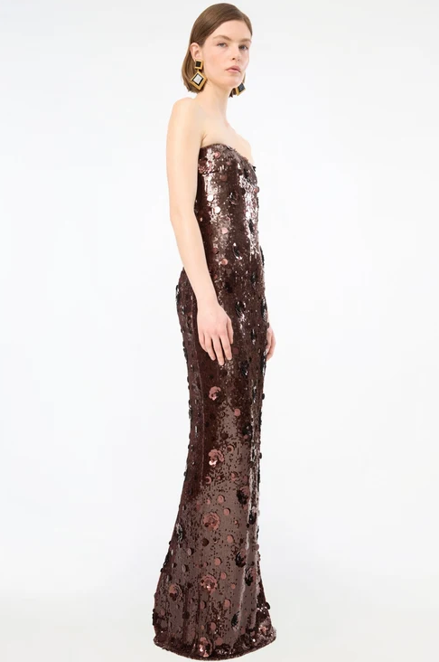 Sequin Tube Dress Chicory Coffee