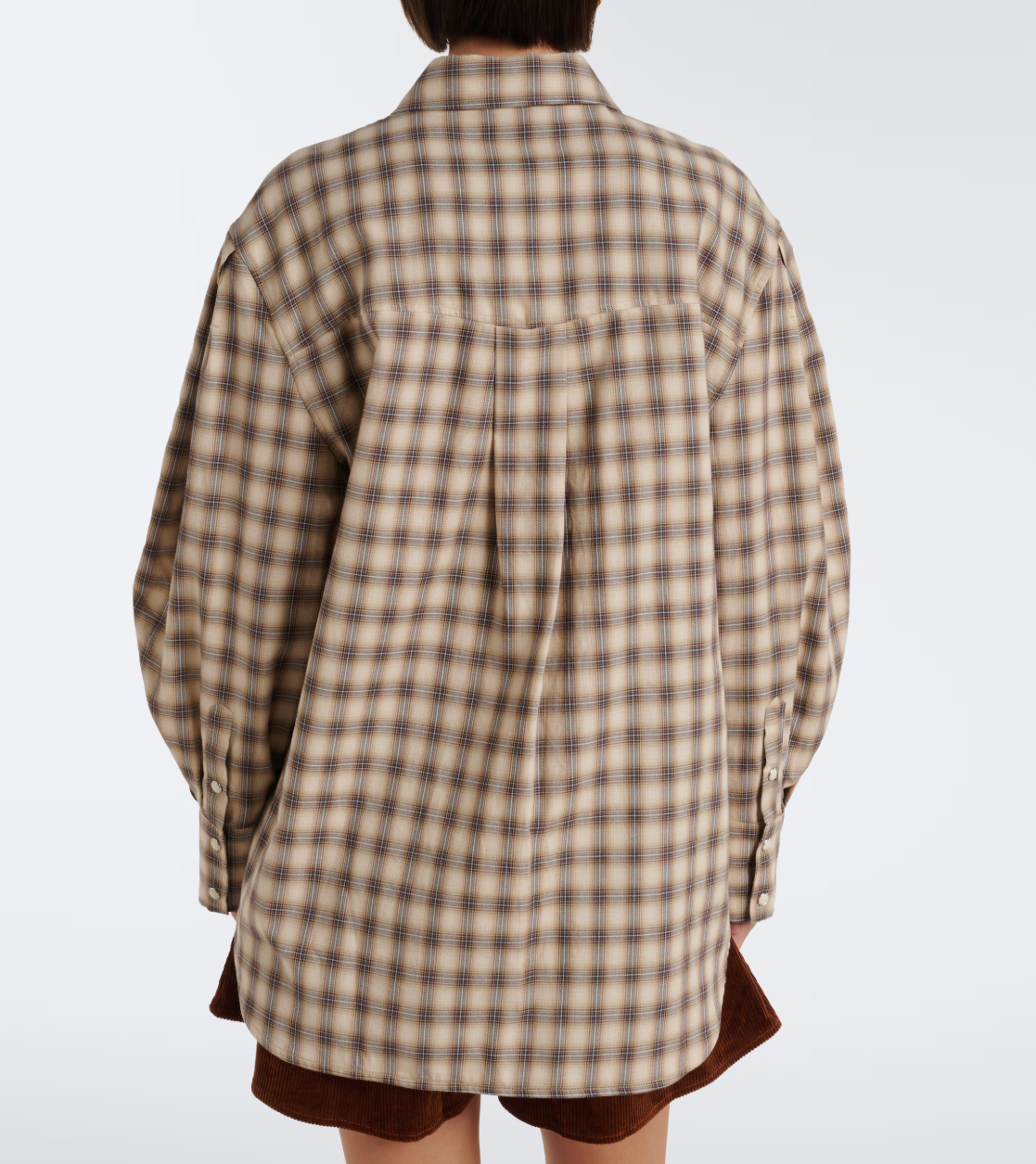 Light Check Flannel Pleated Sleeve Shirt