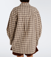 Light Check Flannel Pleated Sleeve Shirt
