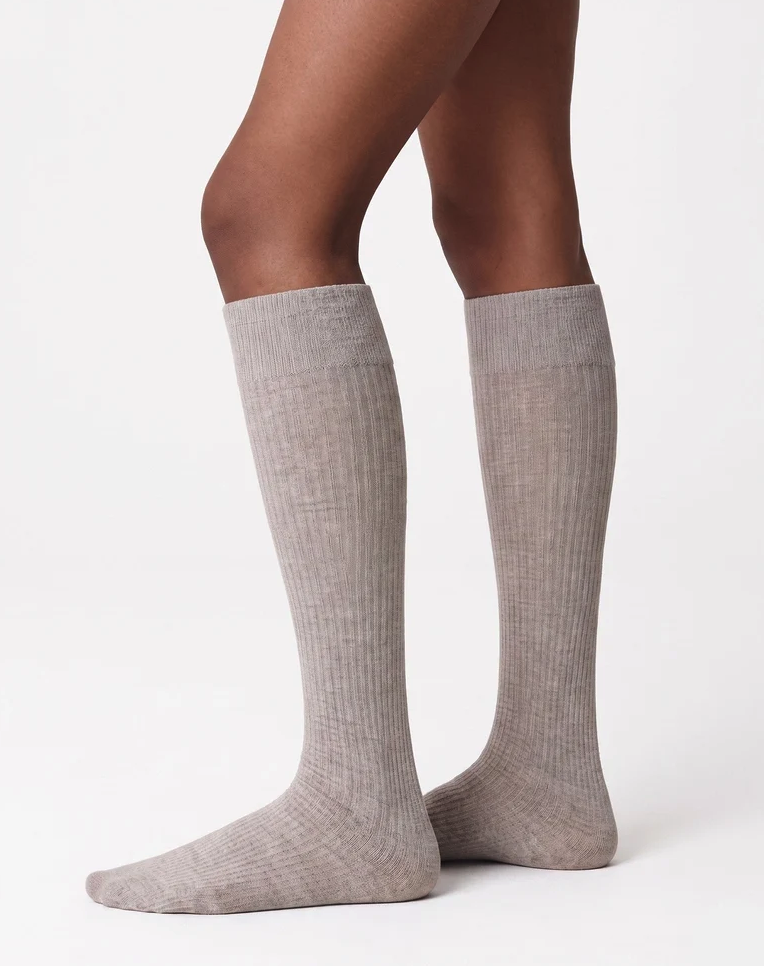 Diana Ribbed Wool Knee-Highs
