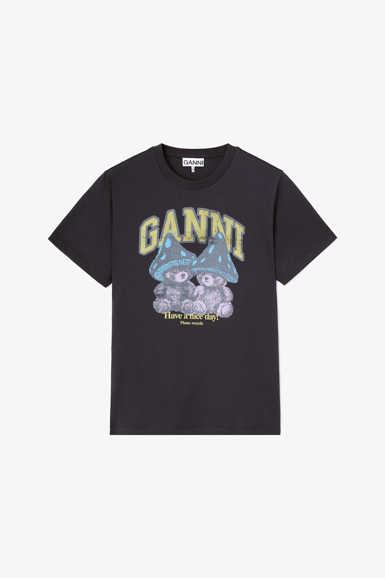 Basic Cotton Relaxed T-shirt Teddy Mushrooms Phantom