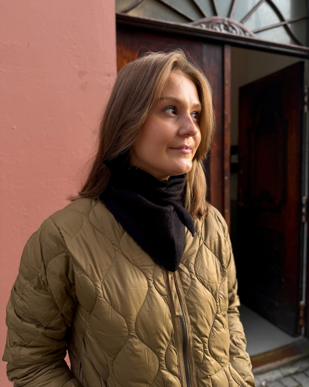 Mina Brushed Wool Scarf Black