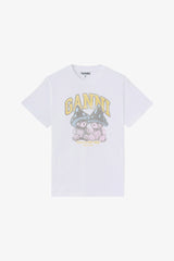 Basic Cotton Relaxed T-shirt Teddy Mushrooms Bright White