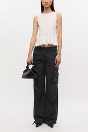 Cotton Poplin Smock Tie String Top