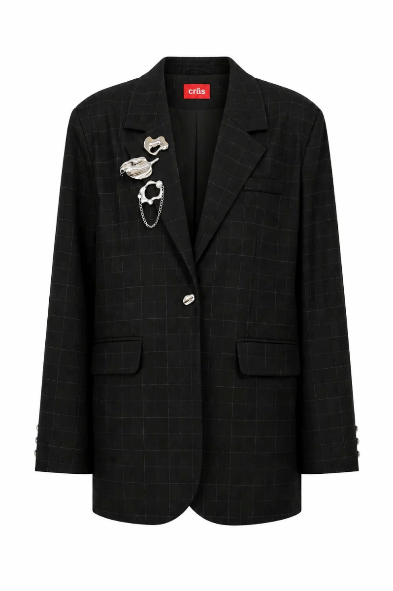 Aishacras Blazer Dark Grey Check