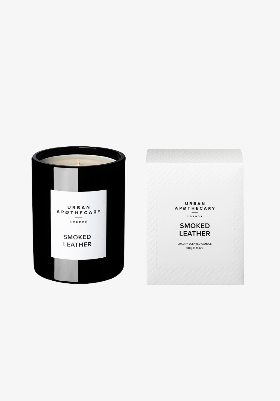 Black Glass Candle 300g - 60 t - Smoked Leather