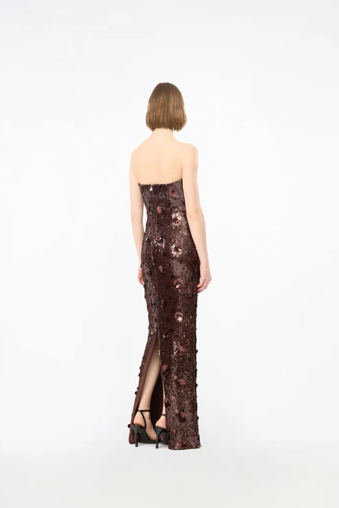 Sequin Tube Dress Chicory Coffee