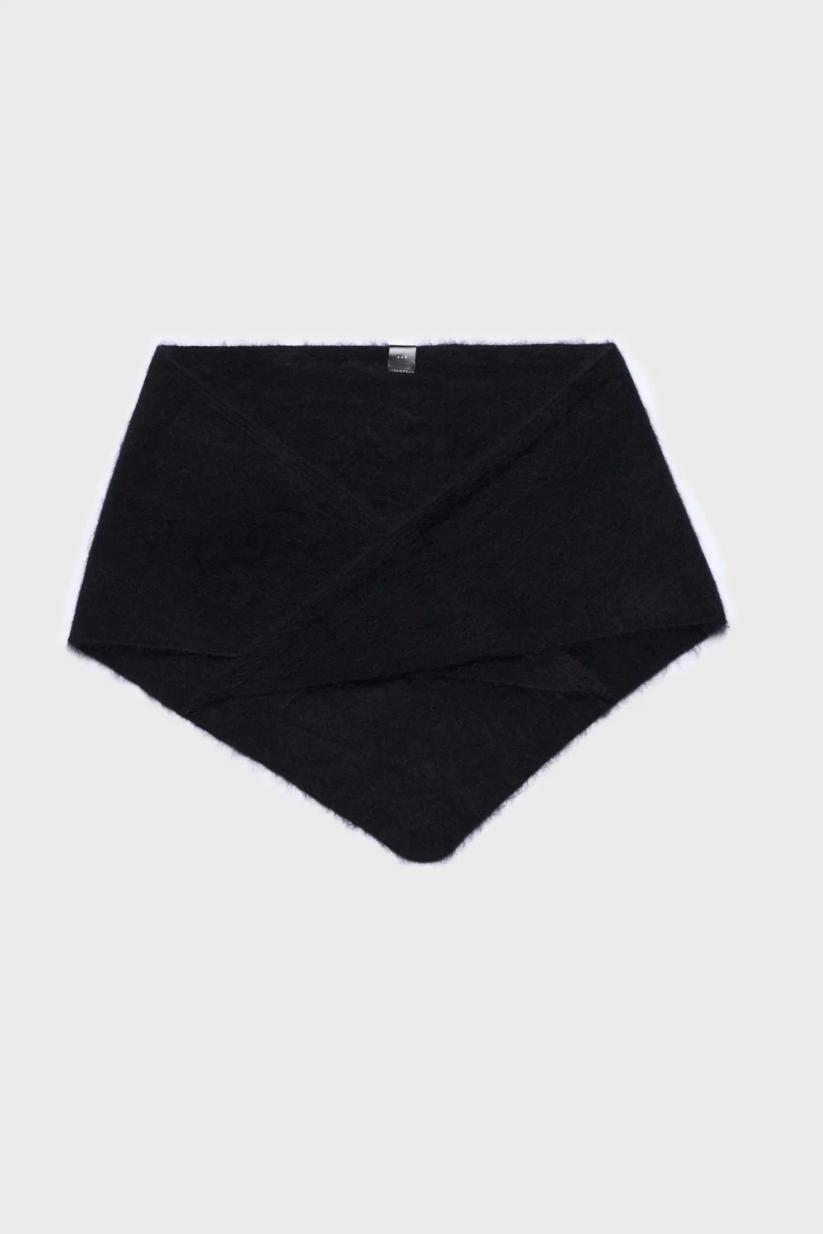Mina Brushed Wool Scarf Black