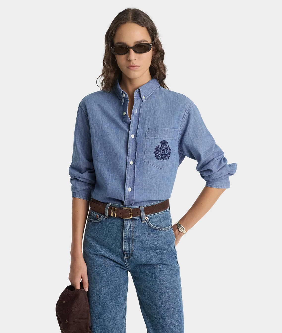 NY Crest Oversized Denim Shirt