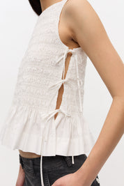 Cotton Poplin Smock Tie String Top