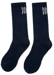 Skutvik Ribbestrikkede Ullsokker Dark Blue
