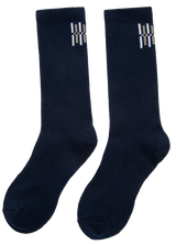 Skutvik Ribbestrikkede Ullsokker Dark Blue