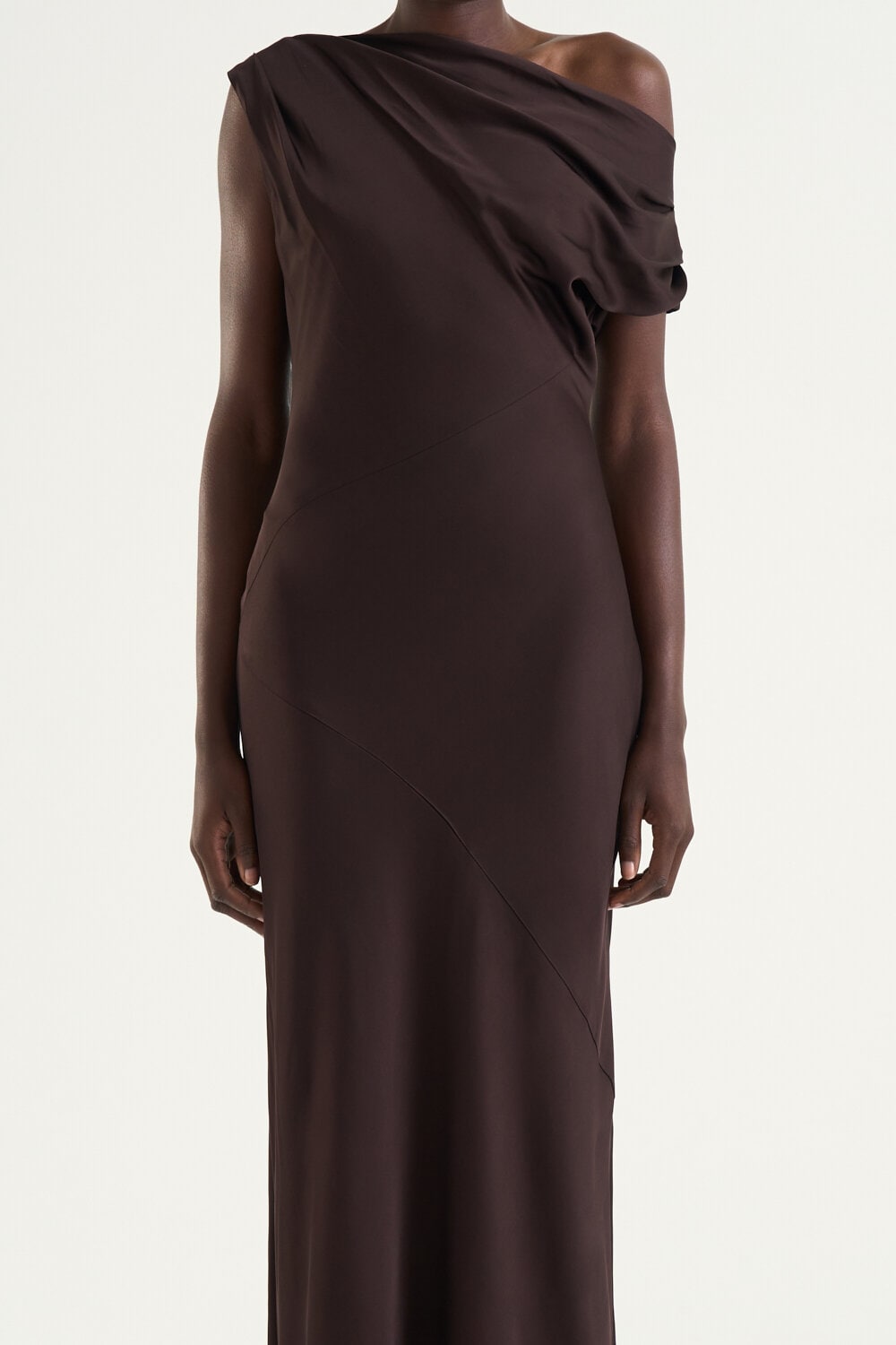 Vanessa Satin Dress - Mocha brun