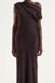 Vanessa Satin Dress - Mocha brun