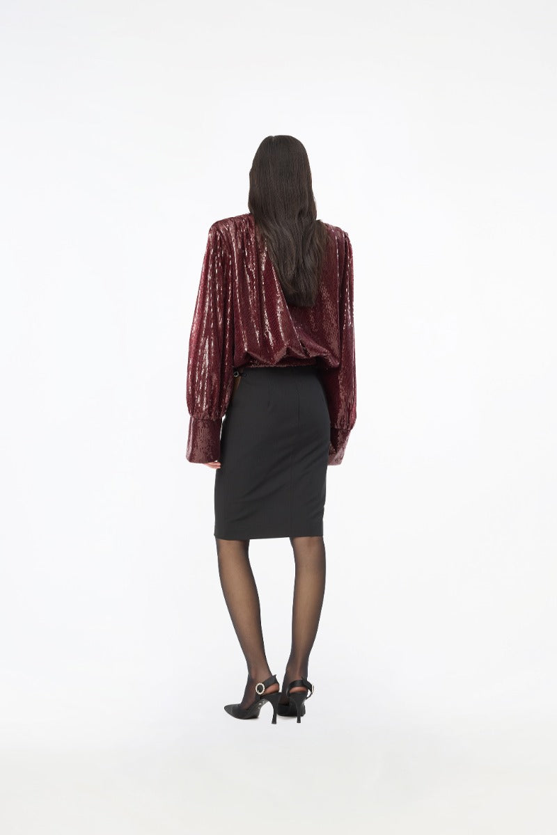 Cut Out Rhinestone Skirt Black